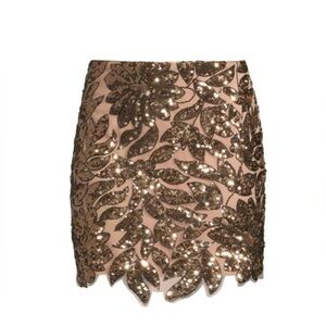Milly Kristina Floral Garden Gold Sequin Skirt